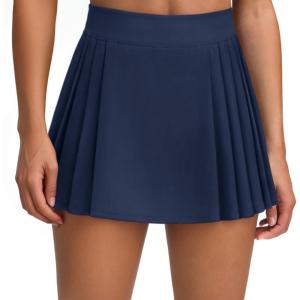 imageLASLULU Womens Tennis Skirt Pleated Athletic Workout Clothes Outfits Running Pickleball Golf Skorts Skirts with ShortsNavy Blue