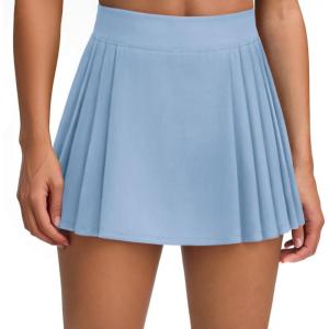 imageLASLULU Womens Tennis Skirt Pleated Athletic Workout Clothes Outfits Running Pickleball Golf Skorts Skirts with ShortsSky Blue