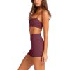 imageLASLULU Womens Adjustable Spaghetti Straps Sports Bra Square Neck Wireless Padded Workout Yoga Crop TopsBurgundy