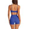 imageLASLULU Womens Adjustable Spaghetti Straps Sports Bra Square Neck Wireless Padded Workout Yoga Crop TopsGalactic Cobalt