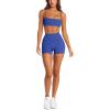 imageLASLULU Womens Adjustable Spaghetti Straps Sports Bra Square Neck Wireless Padded Workout Yoga Crop TopsGalactic Cobalt