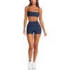 imageLASLULU Womens Adjustable Spaghetti Straps Sports Bra Square Neck Wireless Padded Workout Yoga Crop TopsNavy Blue