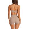 imageLASLULU Womens Adjustable Spaghetti Straps Sports Bra Square Neck Wireless Padded Workout Yoga Crop TopsSienna