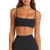 imageLASLULU Womens Adjustable Spaghetti Straps Sports Bra Square Neck Wireless Padded Workout Yoga Crop TopsBlack