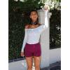 imageLASLULU Womens Sexy Off The Shoulder Long Sleeve Workout Tops Strapless T Shirts Crop Top Casual Fall OutfitsWhite