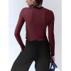 imageLASLULU Womens Sexy Crossover Crop Top Long Sleeve Workout Tops Crewneck Athletic Yoga TShirts Fall OutfitsBurgundy