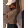 imageLASLULU Womens Sexy Crossover Crop Top Long Sleeve Workout Tops Crewneck Athletic Yoga TShirts Fall OutfitsCoffee