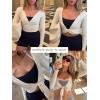imageLASLULU Womens Tie Front Wrap Tops Long Sleeve Bolero Shrugs Crop Cardigan Yoga Ballet Cover up Tops Pilates OutfitsBeige