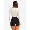 imageLASLULU Womens Tie Front Wrap Tops Long Sleeve Bolero Shrugs Crop Cardigan Yoga Ballet Cover up Tops Pilates OutfitsBeige