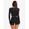 imageLASLULU Womens Tie Front Wrap Tops Long Sleeve Bolero Shrugs Crop Cardigan Yoga Ballet Cover up Tops Pilates OutfitsBlack