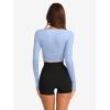 imageLASLULU Womens Tie Front Wrap Tops Long Sleeve Bolero Shrugs Crop Cardigan Yoga Ballet Cover up Tops Pilates OutfitsLight Blue