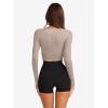 imageLASLULU Womens Tie Front Wrap Tops Long Sleeve Bolero Shrugs Crop Cardigan Yoga Ballet Cover up Tops Pilates OutfitsLight Coffee