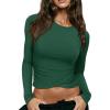 imageLASLULU Womens Sexy Crossover Crop Top Long Sleeve Workout Tops Crewneck Athletic Yoga TShirts Fall OutfitsDark Green