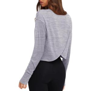 imageLASLULU Womenss Workout Tops Long Sleeve Lightweight Athletic Running Exercise Gym Yoga Hiking Tops ShirtsGrey