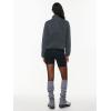 imageLASLULU Womens Half Zip Pullover Cropped Sweatshirts Sherpa Fleece Jacket Fuzzy Sweaters Cute Winter Jackets with PocketsDark Grey