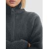 imageLASLULU Womens Half Zip Pullover Cropped Sweatshirts Sherpa Fleece Jacket Fuzzy Sweaters Cute Winter Jackets with PocketsDark Grey