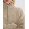 imageLASLULU Womens Half Zip Pullover Cropped Sweatshirts Sherpa Fleece Jacket Fuzzy Sweaters Cute Winter Jackets with PocketsKhaki