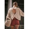 imageLASLULU Womens Open Back Long Sleeve Workout Tops Athletic Shirts Boat Neck Casual Running Tee Y2k Yoga Gym TopsApricot
