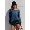 imageLASLULU Womens Open Back Long Sleeve Workout Tops Athletic Shirts Boat Neck Casual Running Tee Y2k Yoga Gym TopsDark Blue