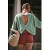imageLASLULU Womens Open Back Long Sleeve Workout Tops Athletic Shirts Boat Neck Casual Running Tee Y2k Yoga Gym TopsLight Green