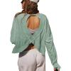imageLASLULU Womens Open Back Long Sleeve Workout Tops Athletic Shirts Boat Neck Casual Running Tee Y2k Yoga Gym TopsLight Green