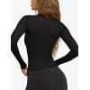 imageLASLULU Womens Long Sleeve Sexy V Neck T Shirts Basic Workout Tops Athletic Yoga Casual Crop TopBlack