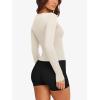 imageLASLULU Womens Long Sleeve Sexy V Neck T Shirts Basic Workout Tops Athletic Yoga Casual Crop TopCream White
