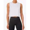 imageLASLULU Crop Tops Workout Tops Loose Sleeveless Cropped Muscle Tank Open Back Shirts Gym Exercise Clothes for WomenWhite