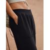 imageLASLULU Womens Baggy Wide Leg Sweatpants Casual Elastic High Waisted Palazzo Harem Pants with PocketsBlack