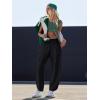 imageLASLULU Womens Baggy Wide Leg Sweatpants Casual Elastic High Waisted Palazzo Harem Pants with PocketsBlack