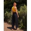 imageLASLULU Womens Baggy Wide Leg Sweatpants Casual Elastic High Waisted Palazzo Harem Pants with PocketsBlack