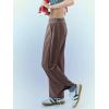 imageLASLULU Womens Baggy Wide Leg Sweatpants Casual Elastic High Waisted Palazzo Harem Pants with PocketsCoffee