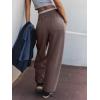 imageLASLULU Womens Baggy Wide Leg Sweatpants Casual Elastic High Waisted Palazzo Harem Pants with PocketsCoffee