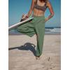 imageLASLULU Womens Baggy Wide Leg Sweatpants Casual Elastic High Waisted Palazzo Harem Pants with PocketsGreen