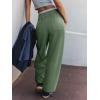 imageLASLULU Womens Baggy Wide Leg Sweatpants Casual Elastic High Waisted Palazzo Harem Pants with PocketsGreen