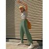 imageLASLULU Womens Baggy Wide Leg Sweatpants Casual Elastic High Waisted Palazzo Harem Pants with PocketsGreen