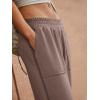imageLASLULU Womens Baggy Wide Leg Sweatpants Casual Elastic High Waisted Palazzo Harem Pants with PocketsKhaki
