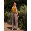 imageLASLULU Womens Baggy Wide Leg Sweatpants Casual Elastic High Waisted Palazzo Harem Pants with PocketsKhaki