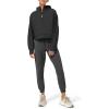 imageLASLULU Womens Fuzzy Cropped Hoodies Sport Athletic Zip Up Stand Collar Sweater Fleece Lined Sweatshirt Long Sleeve Pullover Tops PocketsBlack Medium
