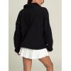 imageLASLULU Womens Half Zip Pullover Sweatshirt Sherpa Fleece Jacket Oversized Sweatshirts Warm Fuzzy Sweaters PocketsBlack