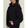 imageLASLULU Womens Half Zip Pullover Sweatshirt Sherpa Fleece Jacket Oversized Sweatshirts Warm Fuzzy Sweaters PocketsBlack