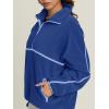 imageLASLULU Womens Half Zip Pullover Sweatshirt Sherpa Fleece Jacket Oversized Sweatshirts Warm Fuzzy Sweaters PocketsBright Blue