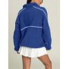imageLASLULU Womens Half Zip Pullover Sweatshirt Sherpa Fleece Jacket Oversized Sweatshirts Warm Fuzzy Sweaters PocketsBright Blue
