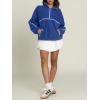 imageLASLULU Womens Half Zip Pullover Sweatshirt Sherpa Fleece Jacket Oversized Sweatshirts Warm Fuzzy Sweaters PocketsBright Blue