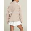 imageLASLULU Womens Half Zip Pullover Sweatshirt Sherpa Fleece Jacket Oversized Sweatshirts Warm Fuzzy Sweaters PocketsKhaki