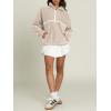 imageLASLULU Womens Half Zip Pullover Sweatshirt Sherpa Fleece Jacket Oversized Sweatshirts Warm Fuzzy Sweaters PocketsKhaki