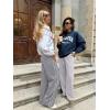imageLASLULU Womens Wide Leg Sweatpants Baggy Straight Leg Sweatpants Y2K Dance Pants Gym Athletic Sweat Pants JoggersHeather Grey
