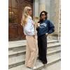 imageLASLULU Womens Wide Leg Sweatpants Baggy Straight Leg Sweatpants Y2K Dance Pants Gym Athletic Sweat Pants JoggersKhaki