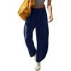 imageLASLULU Womens Baggy Wide Leg Sweatpants Casual Elastic High Waisted Palazzo Harem Pants with PocketsNavy Blue