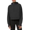imageLASLULU Womens Fuzzy Cropped Hoodies Sport Athletic Zip Up Stand Collar Sweater Fleece Lined Sweatshirt Long Sleeve Pullover Tops PocketsBlack Medium